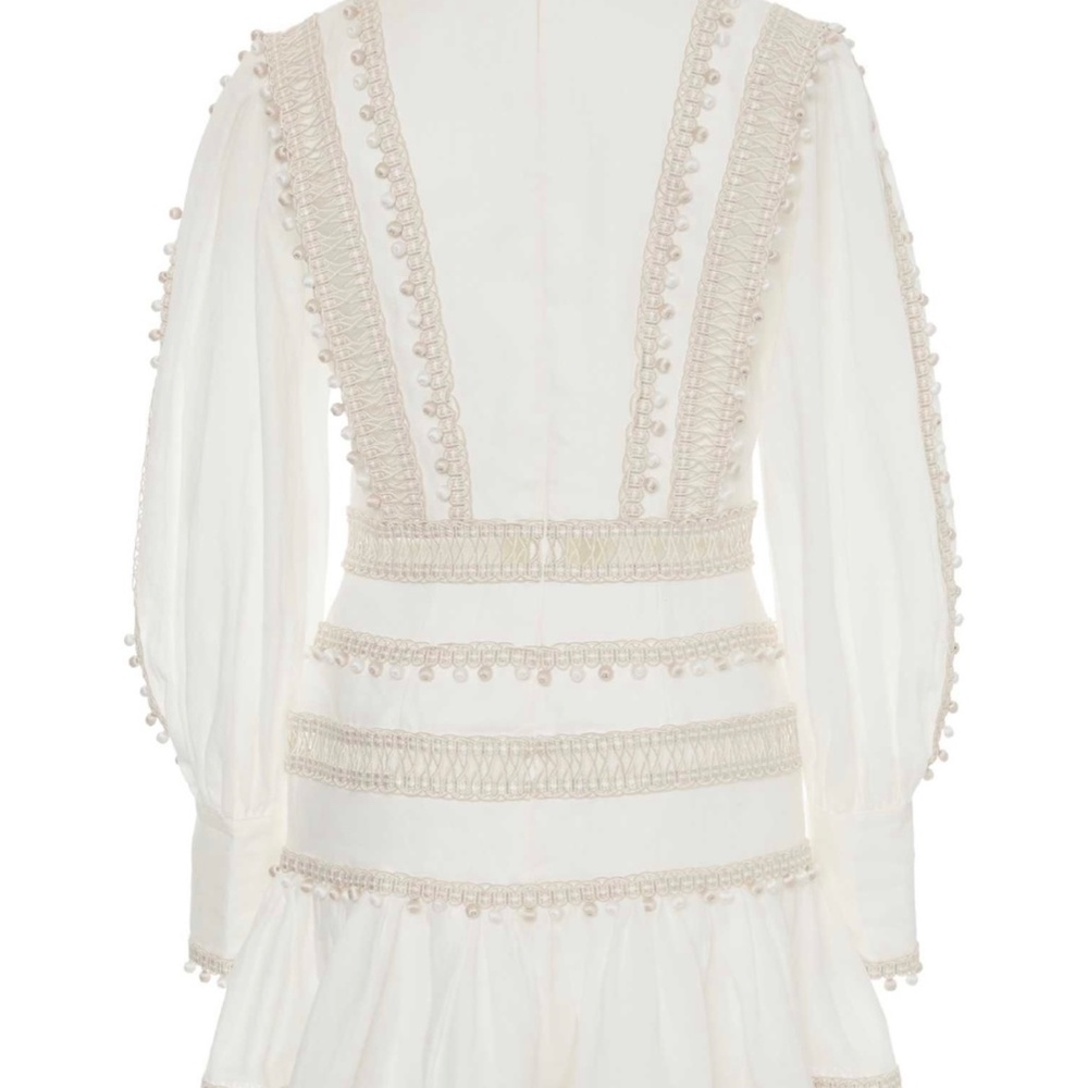 NWT Zimmermann Embroidered Button-Detailed Off White Ramie Mini Dress Size 1 AU - Picture 9 of 16